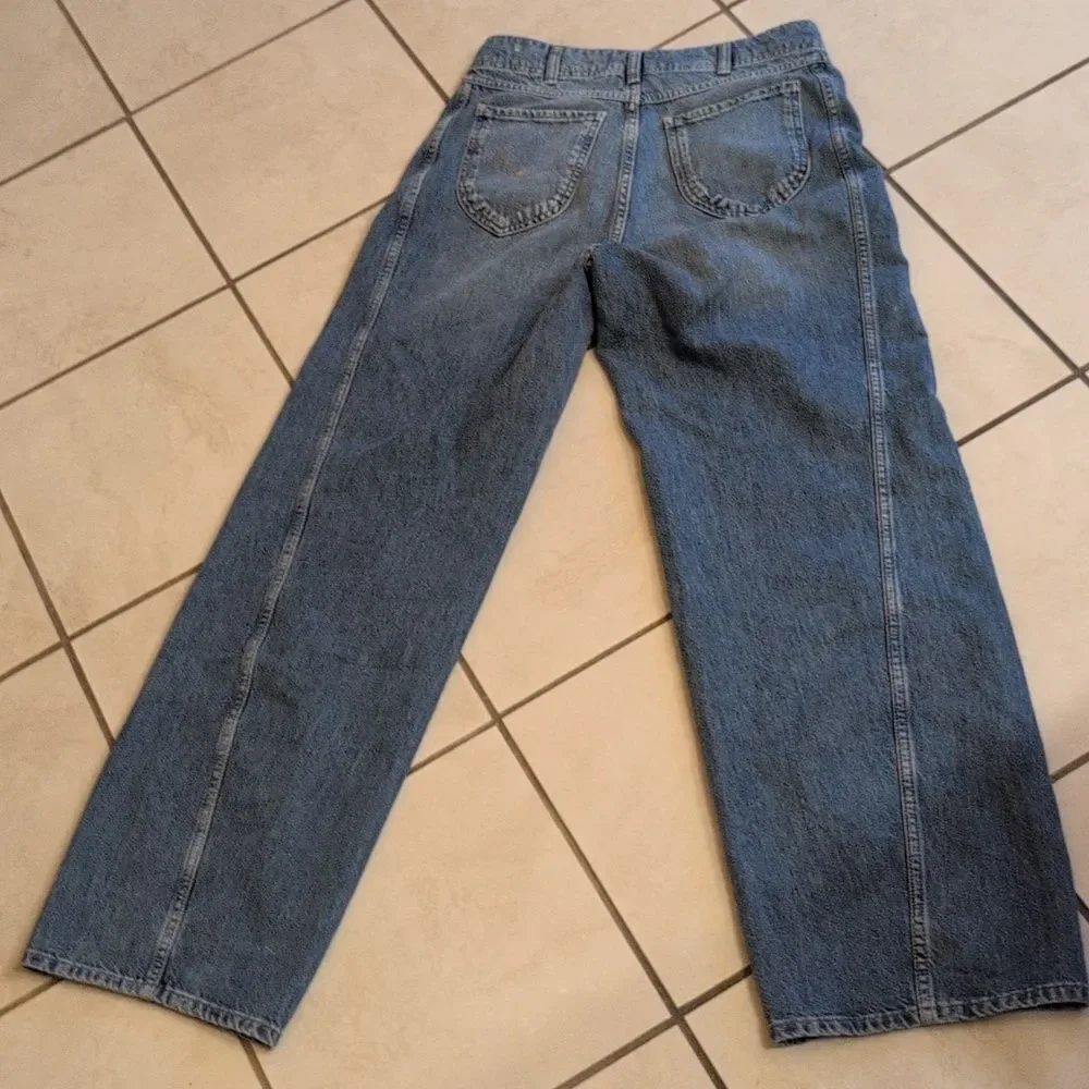 Free People Aster Straight Jeans Relaxed Fit Blue Denim Size 28